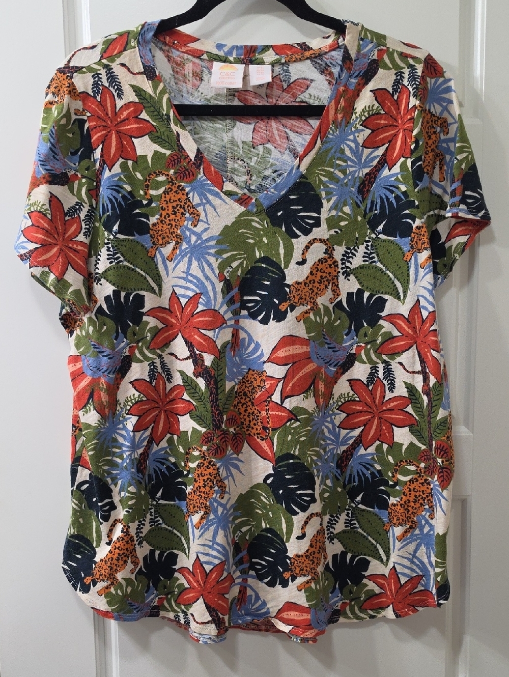 C&C California Jungle Print V-Neck Tee - 1X